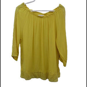 Westport Womens Yellow Long Sleeve Tunic Top Size Petite XL Embroidered …